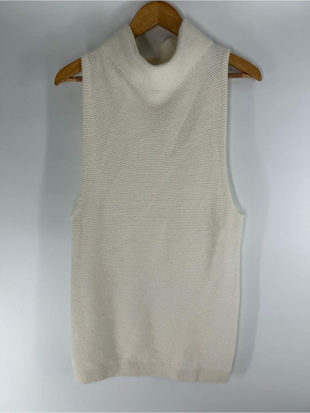 Free People Cream Sleeveless Turtleneck Knit Dress